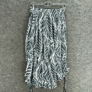 Chantique Cropped Pants Women One Size Gray Floral Mid Rise Flat Front Wide Leg